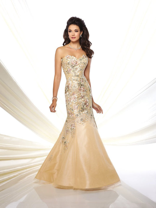 Montage by Mon Cheri - 116949 Dress in Gold, Multi-Color