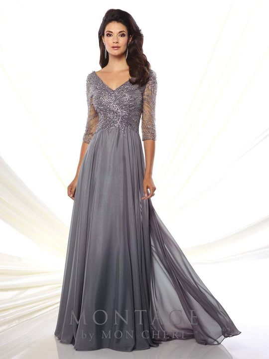 Montage by Mon Cheri - 116950W Chiffon A-line Dress