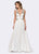 Ashley Lauren - 1169 Pearl Beaded Deep V-neck A-line Dress in White