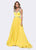 Ashley Lauren - 1169 Pearl Beaded Deep V-neck A-line Dress in Yellow