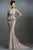 Janique 1169 Chic Silver Gown with Lace Peplum In Silver