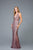 SCALA - Sequined Deep V-neck Fitted Dress 48983 In Purple