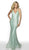 Blush by Alexia Designs - 11700 Crisscross-Strapped Sequined Gown In Green