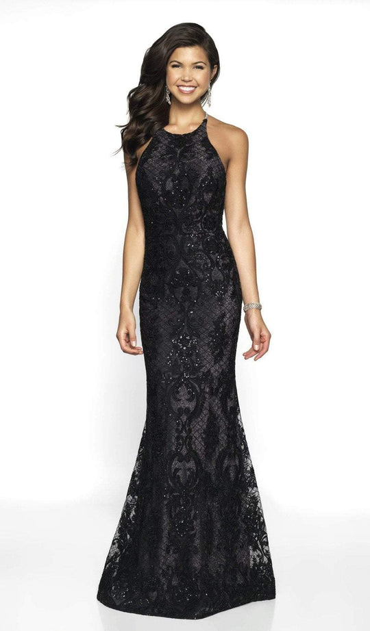 Blush by Alexia Designs - 11703 Elaborate Embroidered Gown In Black and Silver