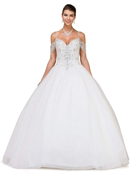 Dancing Queen - 1171 Lavishly Ornate Basque Ballgown In White