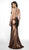 Blush by Alexia Designs - 11713 Asymmetrical Fitted Sheath Dress In Brown