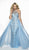 Blush by Alexia Designs - 11723 Illusion Halter Tulle Overskirt Gown In Blue