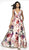 Blush by Alexia Designs - 11735 Plunging Floral Print Ballgown In White and Floral