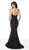 Blush by Alexia Designs - 11741 Beaded Lace V-neck Trumpet Dress In Black and Silver