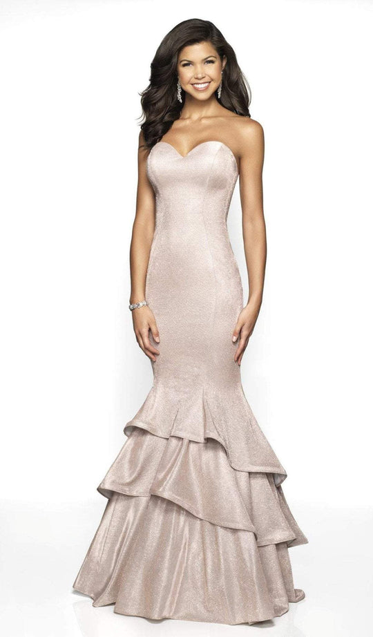 Blush by Alexia Designs - 11744 Sweetheart Tiered Mermaid Dress In Nude