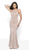 Blush by Alexia Designs - 11745 Shimmer Knit Trumpet Dress With Train In Pink and Nude