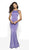 Blush by Alexia Designs - 11745 Shimmer Knit Trumpet Dress With Train In Purple