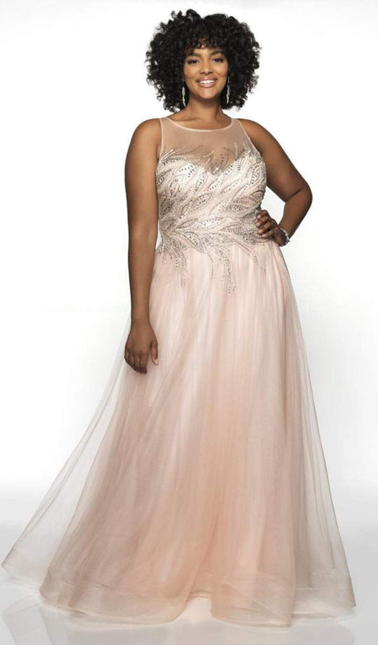 Blush Too by Alexia - 11748W Bead Embellished A-Line Dress In Yellow