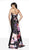 Blush by Alexia Designs - 11750 Floral Laced Up Mermaid Dress In Black and Multi-Color