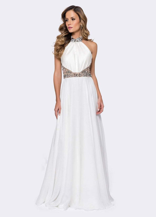 Ashley Lauren - 1175 A-Line Halter Evening Dress in White