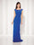 Cameron Blake - Cap Sleeve Illusion Bateau Gathered Sheath Gown 117601 in Royal Blue