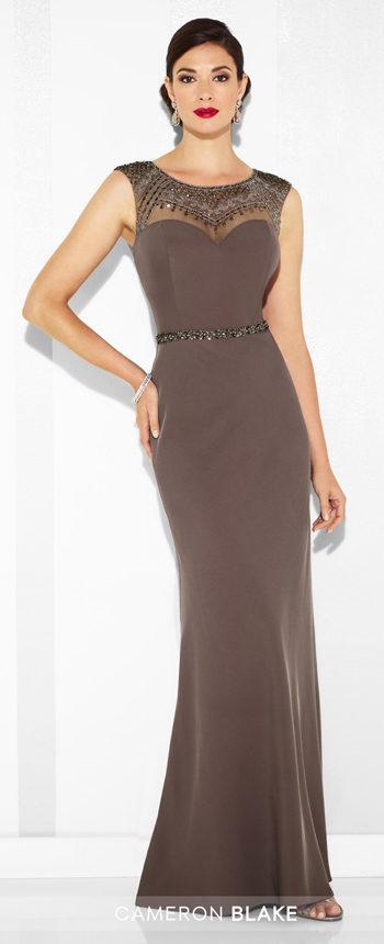 Cameron Blake by Mon Cheri - 117606 Cap Sleeve Illusion Gown in Brown