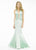 La Femme - Couture Fitted Halter Style Deep Front V-Cut Dress 11763 in White