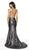 Blush by Alexia Designs - 11769 Metallic Lace Halter Mermaid Dress In Black