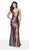 Blush by Alexia Designs - 11772 Metallic Lace Deep Vneck Trumpet Dress In Red