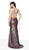 Blush by Alexia Designs - 11772 Metallic Lace Deep Vneck Trumpet Dress In Red
