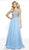 Blush by Alexia Designs - 11780 Beaded Deep V-neck Chiffon A-Line Dress In Blue