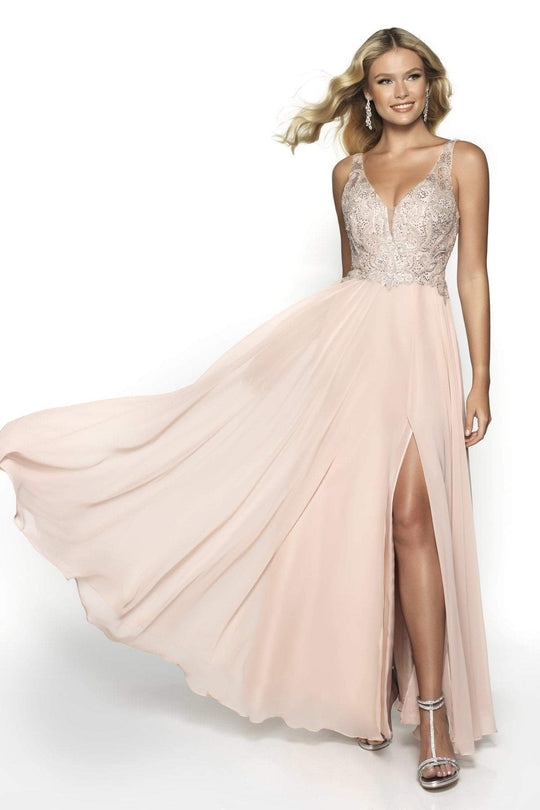 Blush by Alexia Designs - 11781 Beaded Tulle Chiffon A-line Dress In Pink