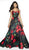 Blush by Alexia Designs - 11785 Floral Print Strappy Dress In Black and Multi-Color