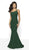 Blush by Alexia Designs - 11786 Asymmetric Glitter Knit Mermaid Dress In Green