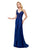 Montage by Mon Cheri - Lace Illusion A-Line Gown in Sapphire 117909 in Blue