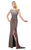 Montage by Mon Cheri - 117911 Cap Sleeve Illusion Gown in Brown