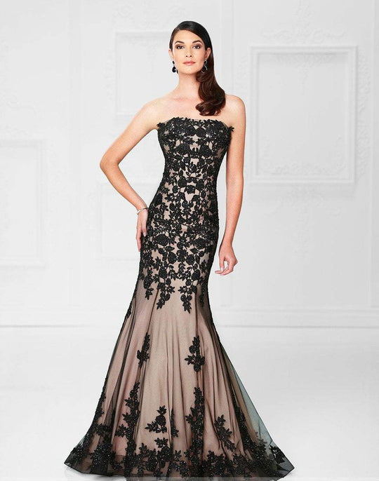 Montage by Mon Cheri - 117912 Fit And Flare Gown in Black and Neutral