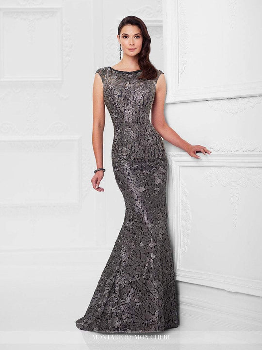 Montage by Mon Cheri - 117922 Fit And Flare Gown in Silver