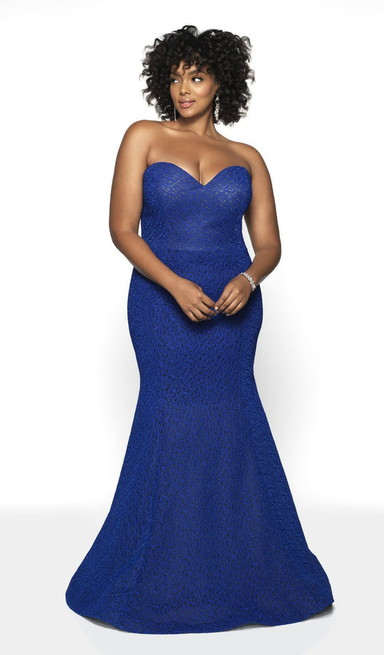 Blush Too by Alexia - 11796W Sweetheart Fitted Trumpet Gown In Blue