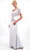 Daymor Couture - 117 Jewel-Sprinkled Shawl Draped Sheath Gown in White