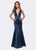 Ashley Lauren - 1183 Princess Seam Satin Evening Dress in Blue