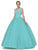 Dancing Queen - 1185 Appliqued Cap Sleeve Ballgown In Blue and Green