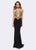 Ashley Lauren - 1186 Gold Embroidered Illusion Jewel Sheath Dress in Black