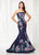 Montage by Mon Cheri - 118973 Strapless Floral Mermaid Gown In Blue and Multi-Color