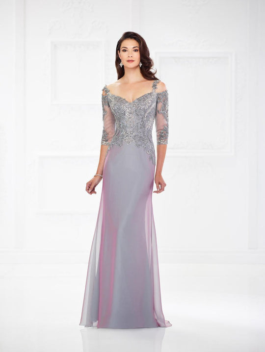 Montage, Ivonne D by Mon Cheri - 118974W Beaded Lace Sheath Dress In Purple