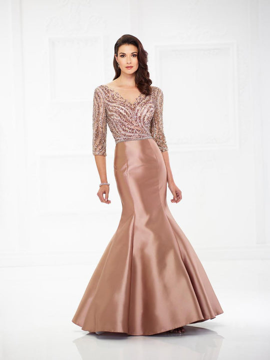 Montage, Ivonne D by Mon Cheri - 118988W Beaded Mikado Mermaid Gown In Brown
