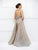 Ivonne D for Mon Cheri - 118D03 Straight Neck Sheath Dress with Bolero In Brown and Blue