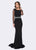 Ashley Lauren - 1191 Bejeweled Bateau Jersey Sheath Dress in Black