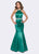 Ashley Lauren - 1192 Beaded High Halter Mermaid Dress With Train in Green