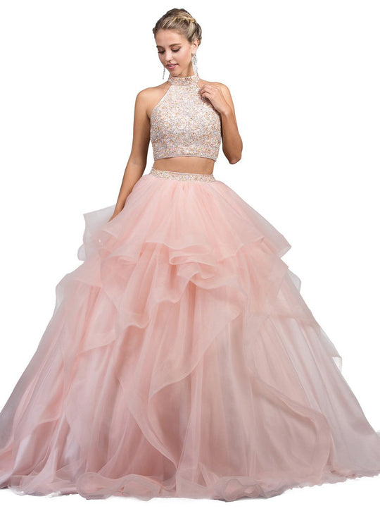 Dancing Queen - 1193 Beaded Two Piece Quinceanera Gown In Pink