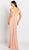 Cameron Blake by Mon Cheri - 119646 V Neck Stretch Satin Sheath Dress In Neutral and Orange