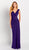 Cameron Blake by Mon Cheri - 119646 V Neck Stretch Satin Sheath Dress In Purple
