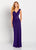 Cameron Blake by Mon Cheri - 119646W V Neck Stretch Satin Sheath Dress In Purple