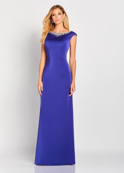 Cameron Blake by Mon Cheri - 119647W Beaded Bateau Neck Sheath Gown In Purple