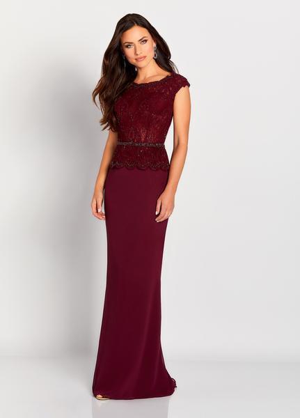 Cameron Blake by Mon Cheri - 119654 Beaded Lace Peplum Evening Dress In Red